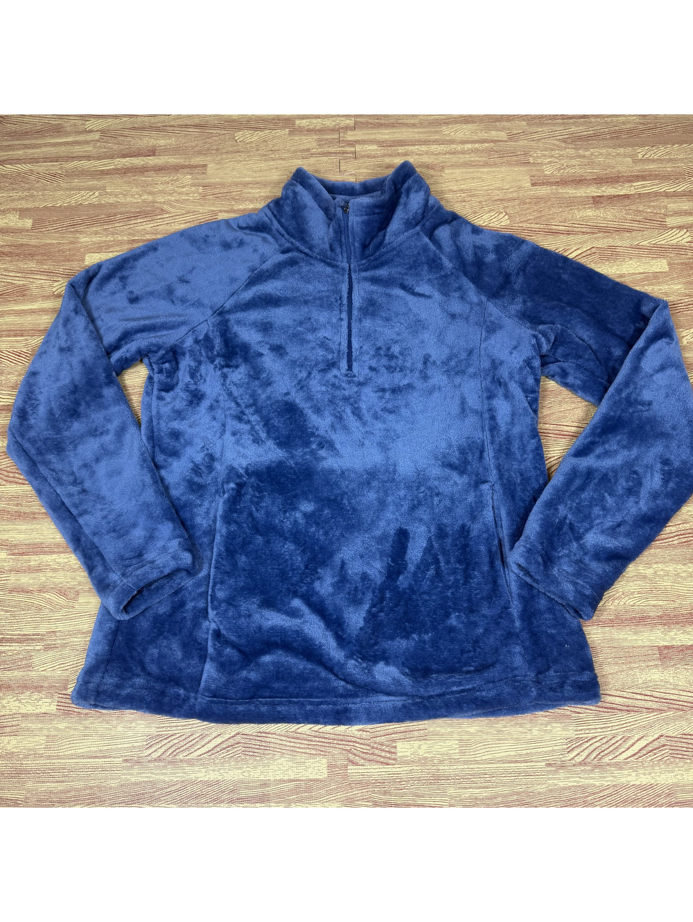 Eddie Bauer Womens M Blue Plush Fleece Quarter Zip Pullover